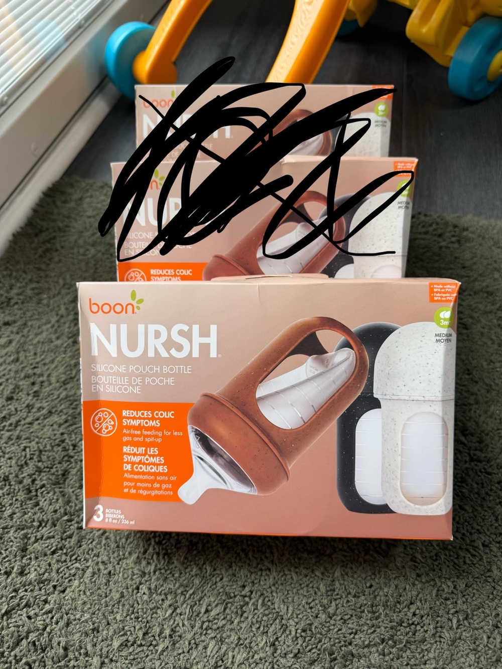 3 Boon Nursh Silicone Pouch Bottles
